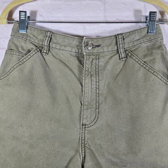 M Asos Design Olive Green Canvas Shorts Womens Size 4 High Waisted Rise Utility - Picture 2 of 8